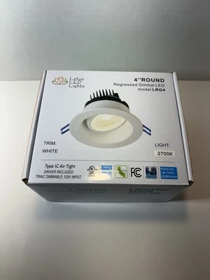 Lotus LED 4" Round 11.5W Regressed Gimbal 2700K LRG4-40k Canless Recessed - Image 1 of 4