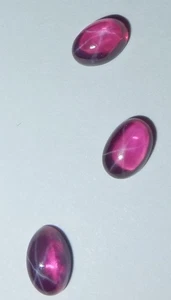 Transparent Star Ruby Oval 6x4 mm Cabochon 6-Rayed Lab-created Stone 3 pcs Lot - Picture 1 of 12