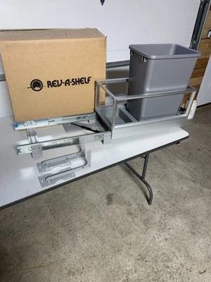 Rev-A-Shelf Pull Out Kitchen Trash Can 35 Qt w/Soft Close, Grey, 5149-15DM-117 - Image 1 of 4