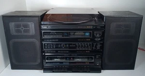 Retro Sanyo Sound System Model DCX W17 With Bookshelf Speakers, For Parts Spares - Picture 1 of 20