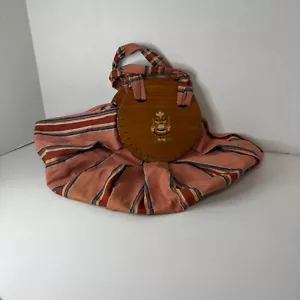 Vintage 1930-40's Bonnie Bag purse Rose/Green awning stripe flower/Dutch - Picture 1 of 15