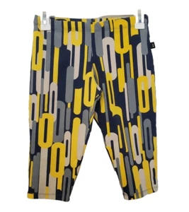 LIQUIDO YOGA CROP LEGGINGS YELLOW / NAVY / GRAY CHAIN PATTERN WOMEN'S SIZE MED - Picture 1 of 10