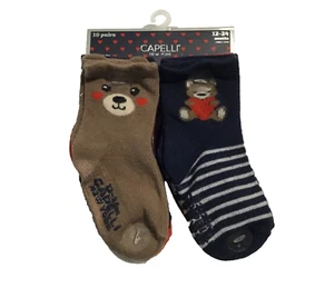 Capelli New York Baby Boy Socks 10 Pair 12-24 Months Red Grey Brown Non-slip NEW - Picture 1 of 11