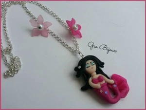 Collana pasta polimerica doll sirena fucsia - Picture 1 of 1