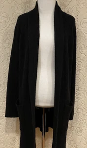 Ann Taylor Black Ribbed Open Front Cashmere Cardigan Sweater, Size XS - Picture 1 of 11