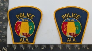 Stck. 2 Alabama Polizei Patch ALA State Karte Design bestickt Strafverfolgung 90er - Bild 1 von 3