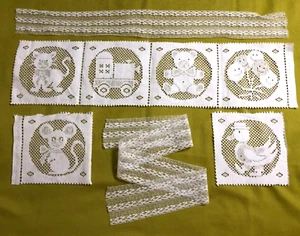 New Vintage Lace Motifs Fabric Panels ++ Mixed Lot Baby Jean Patches 6" Sq Cut - Picture 1 of 11