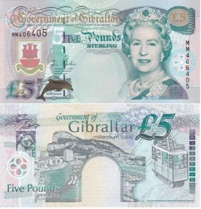Gibraltar - 5 Pounds 2000 UNC Pick 29 Queen Elizabeth ll Lemberg-Zp - Picture 1 of 1