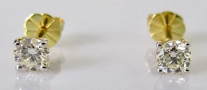 Gold Diamond Earrings - 18ct Yellow Gold Diamond Stud Earrings - Picture 1 of 16
