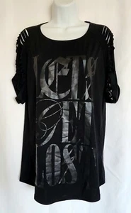 Vtg Morphine Generation Black Lets Get Lost Shredded Women’s Top T shirt Size M - Picture 1 of 7