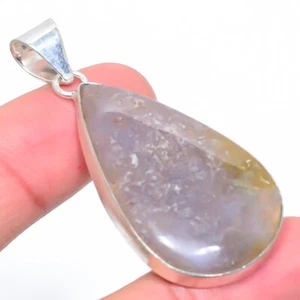 Plume Agate Gemstone Handmade 925 Sterling Silver Jewelry Pendant 2.21" z525 - Picture 1 of 3