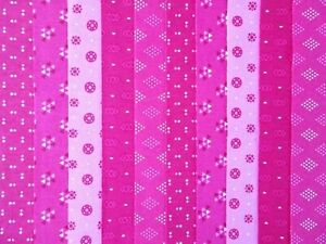 20 JELLY ROLL STRIPS COTTON PATCHWORK FABRIC 22 INCH LONG ~ BRIGHT PINK