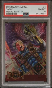 1995 Marvel Metal 1 Of 18 Cable Metal Blaster PSA 8 NM-MT - Picture 1 of 3