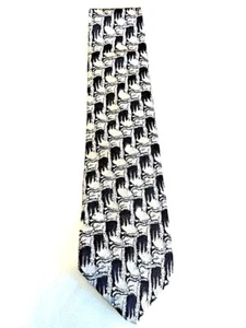 Corbata de cuello plateado negro geométrico J. Garcia 100 % seda - Imagen 1 de 5