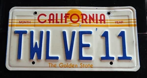 Vintage Orig. California License Plate Vanity. "TWLVE11" 12 11. - Picture 1 of 2