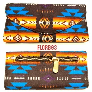 Native American Indian Women Fleece Organizer Foldable Wallet-Black - Picture 1 of 5