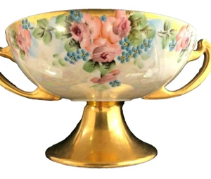 Nippon Perlenglanz & emaillierte Rosen & Vergissmeinnicht Standkompott 10 1/2" - Bild 1 von 5