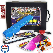 Guitar Pick Maker Plectrum Cutter Punch Tool Set Heavy Duty Gift Case +10 Strips