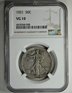 1921 50c Walking Liberty Half Dollar NGC VG10 Very Good - Picture 1 of 2