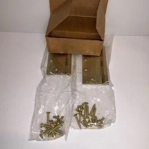 NOS Pair Stanley 05-0042  Brass Door Hinge Square  4 1/2 x 4 1/2” w/screws USA - Picture 1 of 6