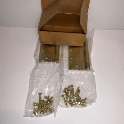 NOS Pair Stanley 05-0042  Brass Door Hinge Square  4 1/2 x 4 1/2” w/screws USA - Image 1 of 4
