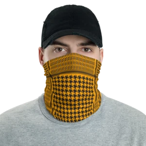 Plain Color Orange Keffyeh Shemagh Print Neck Gaiter - Picture 1 of 3