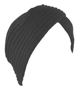 Turbante sombrero cubierta para la cabeza invierno sombrero tejido gorro negro - Imagen 1 de 1