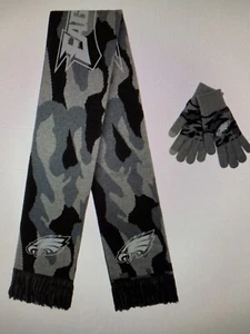 Philadelphia Eagles NFL Black Camo Knit Glove & Scarf Set ~ New in Box - Picture 1 of 4
