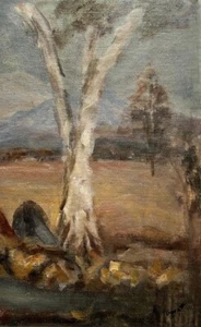 JAMES ROMAINE GOVETT AUSTRALIAN OIL "LARGE GUM TREE IN THE DANDENONGS" 1950 - Picture 1 of 5