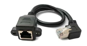 Lan Cable 30 cm 8P8C Plug to Socket Angle Screw Adapter in Black - Picture 1 of 4