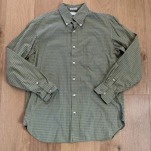 J Crew Wrinkle Free 80s 2 Ply Shirt Mens Medium 15-15.5 Green Check Button Down - Picture 1 of 8