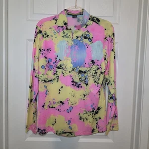 Jamie Sadock 1/4 Reißverschluss Top Größe Large leuchtende Farben Tennis Pickleball - Bild 1 von 9