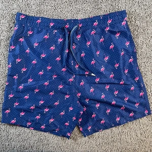 Surf Society Flamingo Badehose Herren XL dunkelblau gepunktet Mesh gefüttert bach - Bild 1 von 5