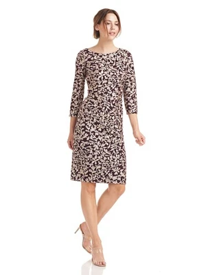 JS COLLECTION Vestido Vaina Mujer Granate Malla Forrado Ajustado Manga 3/4 6 Foto 1 de 4