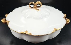 Hutschenreuther Blenheim Round Covered Vegetable Bowl Vintage Bow Finial MCM Set - Picture 1 of 24