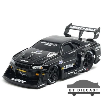 MÁQUINAS MUSCULARES LIBERTY WALK LBWK 1999 NISSAN GT-R R34 1/64 NEGRO 15566 BK Foto 1 de 4