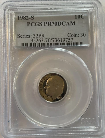 1982-S ROOSEVELT DIME  - PCGS PR70DCAM -(#4048) Cover