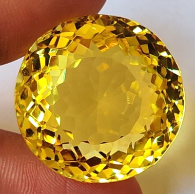 AAA+ Large Yellow Topaz 72.95 CT Round Faceted Cut Loose Gemstone Gift for Women - Image 1 of 4