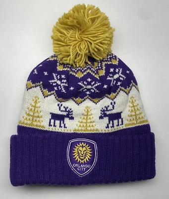 Orlando City SC Puños Pom Tejido Sombrero Invierno Talla Única Gorra Gorro Estilo #KX06Z Foto 1 de 4