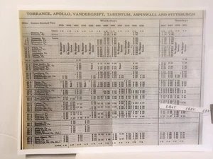 1929 Torrance Apollo Tarentum Livermore Vandergrift Pittsburgh PRR Timetable NEW - Picture 1 of 3