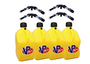 Paquete de 4 jarras de combustible cuadradas amarillas de 5 galones + manguera, doblador de manguera VPRracing - Imagen 1 de 1