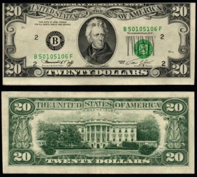 1974 $20 BEAUTIFUL XF+ / AU * PRINT SHIFT ERROR * Federal Reserve Note NEW YORK! - Image 1 of 3