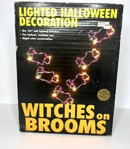 Vintage Rare Mr Christmas Silhouette Halloween Lights Six 14” Witches On Brooms - Picture 1 of 3