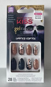 KISS Black & rose gold glitter, pointy shaped Halloween False Nails 82635 - Picture 1 of 1