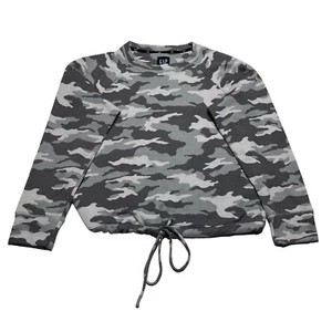 Gap Gray & White Camouflage Long Sleeve Sweatshirt Womens Size M - Picture 1 of 8