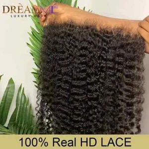 Kinky Curly HD Lace Frontal Preplucked NaturalHairline HD Lace Closure Brazilian