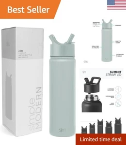 Vacuum Insulated Stainless Steel Water Bottle with Straw Lid - BPA-Free - 22oz - Picture 1 of 9