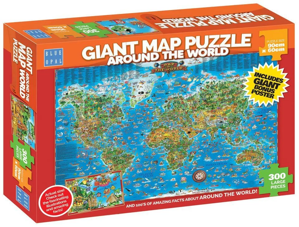 Blue Opal Jigsaw Puzzles Australia Zealand Giant Map Down Under Puzzle 300pc