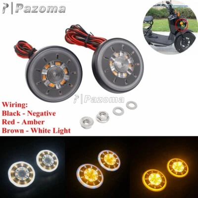 LED Turn Signal Indicator Amber White Light Reflectors For Honda Ruckus Kawasaki - Image 1 of 4