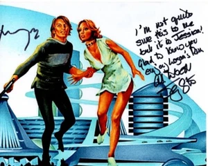 MICHAEL YORK y JENNY AGUTTER Firmado Autografiado 8x10 LOGAN'S RUN Foto CONTENIDO - Imagen 1 de 1